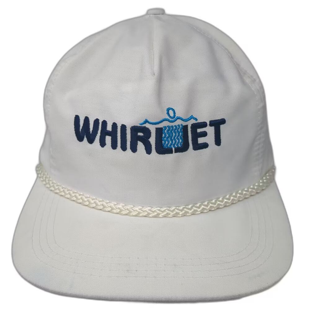 Sportcap 5 Panel Hat White Blue OS Whirljet Embroidered Rope Brim Slideback
